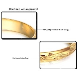 Bracelet Jonc Plaqué Or 18 Carats À Motif Floral Féminin De Haute Qualité