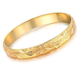 Bracelet Jonc Plaqué Or 18 Carats Pour Femme De Haute Qualité