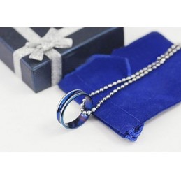 Pendentif Simple En Titane Bleu Pour Homme - Chaîne Offerte