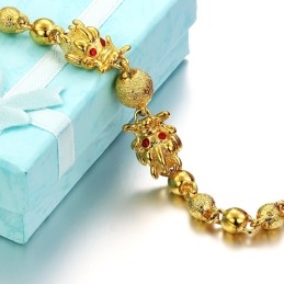 Bracelet Plaqué Or 18 Carats En Forme De Dragon, Qualité Et Quantité Garanties