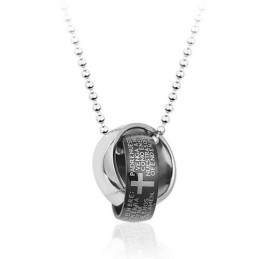 Joli Pendentif Annulaire Noir En Titane Pour Homme - Chaîne Offerte