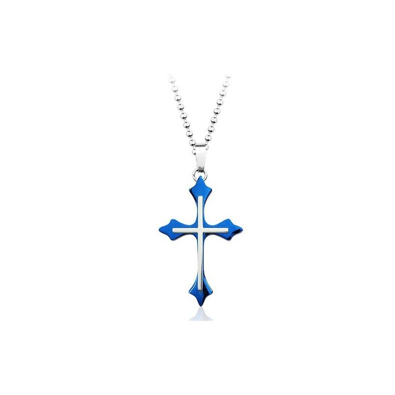 Pendentif Populaire En Titane Bleu Pour Homme - Chaîne Offerte
