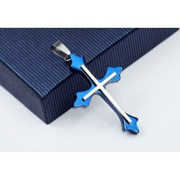 Pendentif Populaire En Titane Bleu Pour Homme - Chaîne Offerte