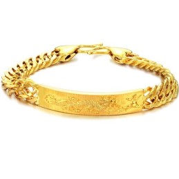 Bracelet Plaqué Or 18 Carats À Motif Dragon Pour Homme, Complet Et Conforme Aux Spécifications
