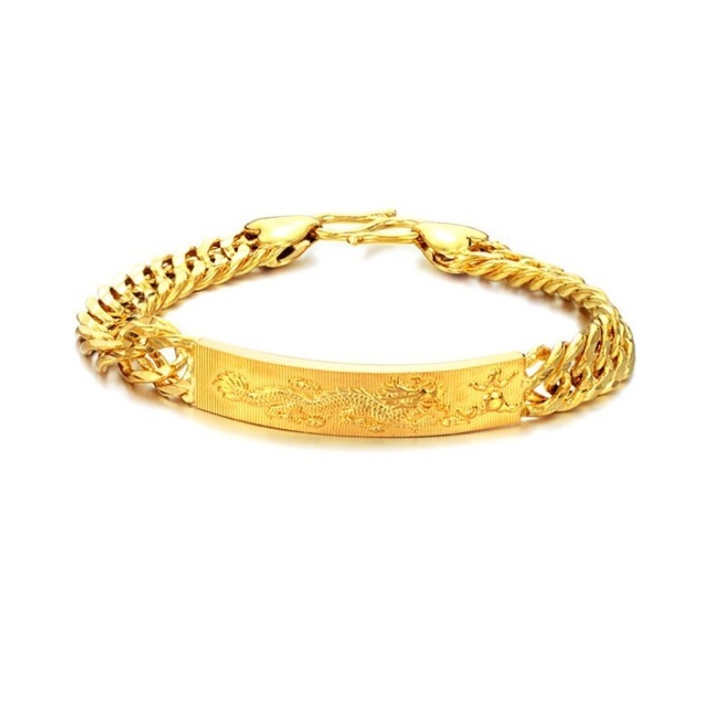 Bracelet Plaqué Or 18 Carats À Motif Dragon Pour Homme, Complet Et Conforme Aux Spécifications Bracelet Plaqué Or 18 Carats À Motif Dragon Pour Homme, Complet Et Conforme Aux Spécifications