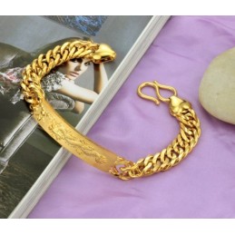 Bracelet Plaqué Or 18 Carats À Motif Dragon Pour Homme, Complet Et Conforme Aux Spécifications
