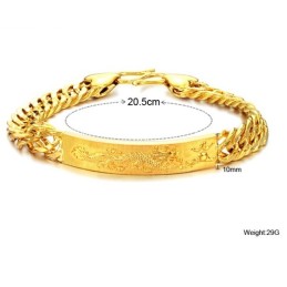Bracelet Plaqué Or 18 Carats À Motif Dragon Pour Homme, Complet Et Conforme Aux Spécifications