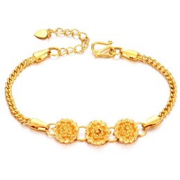 Bracelet En Plaqué Or 18 Carats En Forme De Fleur Pour Femme, De Qualité Stable