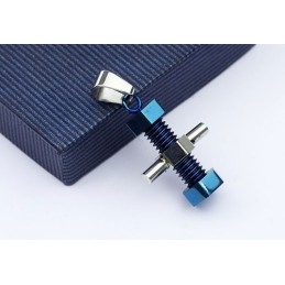Pendentif Classique En Titane Pour Homme En Forme De Vis Mécanique - Chaîne Offerte