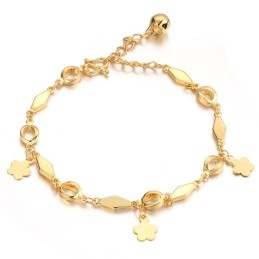 Bracelet Femme Plaqué Or 18 Carats Avec Clochette
