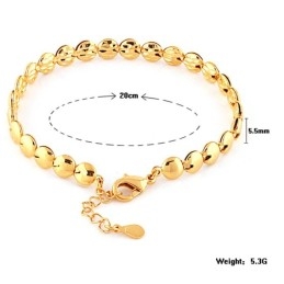 Bracelet Rond Plat Plaqué Or 18 Carats Pour Femme, De Qualité Stable