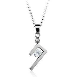 Pendentif Simple Et Élégant En Titane Argenté - Chaîne Offerte
