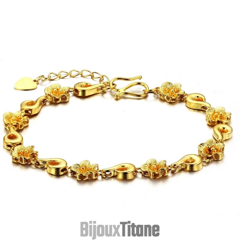 Bracelet En Plaqué Or 18 Carats En Forme De Fleur Pour Femme, De Qualité Fiable Bracelet En Plaqué Or 18 Carats En Forme De Fleur Pour Femme, De Qualité Fiable