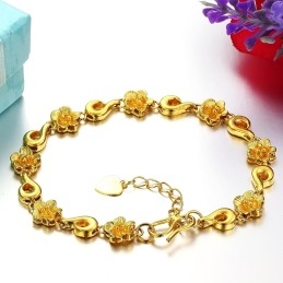 Bracelet En Plaqué Or 18 Carats En Forme De Fleur Pour Femme, De Qualité Fiable
