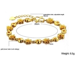 Bracelet En Plaqué Or 18 Carats En Forme De Fleur Pour Femme, De Qualité Fiable