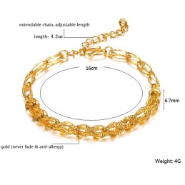Bracelet Plaqué Or 18 Carats Pour Femme, Qualité Et Quantité Garanties