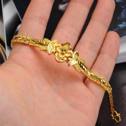 Bracelet Plaqué Or 18 Carats Pour Femme, De Haute Qualité, Avec Un Motif Décoratif Exquis