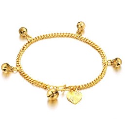 Bracelet Femme Plaqué Or 18 Carats Avec Clochettes « Pour Avoir Une Longue Histoire »