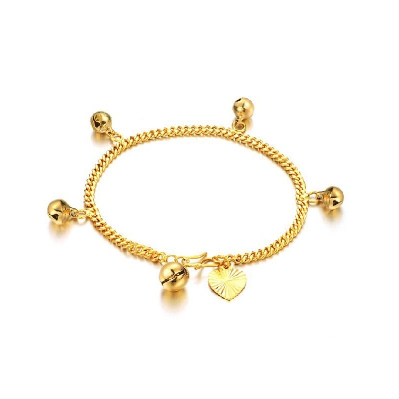 Bracelet Femme Plaqué Or 18 Carats Avec Clochettes « Pour Avoir Une Longue Histoire »