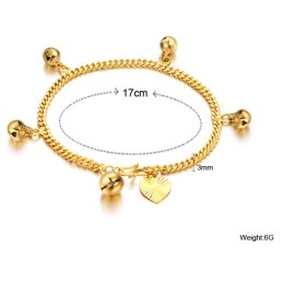 Bracelet Femme Plaqué Or 18 Carats Avec Clochettes « Pour Avoir Une Longue Histoire »