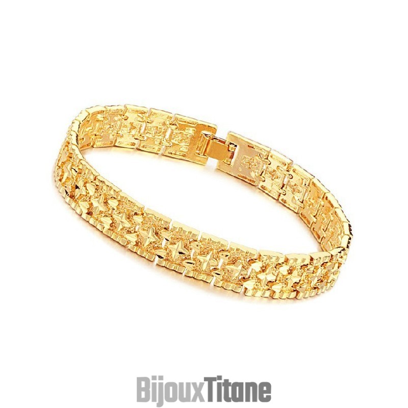 Bracelet Homme Plaqué Or 18 Carats À Motif Étoile De Renommée Mondiale Bracelet Homme Plaqué Or 18 Carats À Motif Étoile De Renommée Mondiale