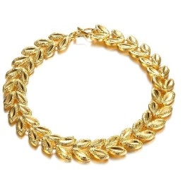 Bracelet Plaqué Or 18 Carats En Forme De Feuille Pour Femme De Haute Qualité