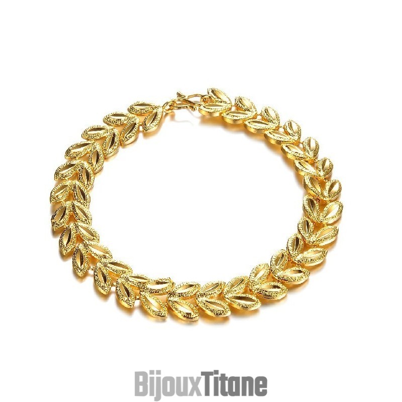 Bracelet Plaqué Or 18 Carats En Forme De Feuille Pour Femme De Haute Qualité Bracelet Plaqué Or 18 Carats En Forme De Feuille Pour Femme De Haute Qualité