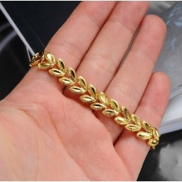 Bracelet Plaqué Or 18 Carats En Forme De Feuille Pour Femme De Haute Qualité