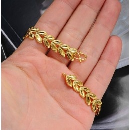 Bracelet Plaqué Or 18 Carats En Forme De Feuille Pour Femme De Haute Qualité