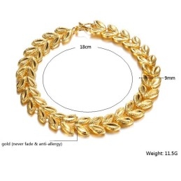 Bracelet Plaqué Or 18 Carats En Forme De Feuille Pour Femme De Haute Qualité