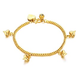 Bracelet Plaqué Or 18 Carats Avec Clochettes Pour Femme, De Réputation Fiable