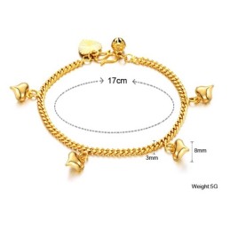 Bracelet Plaqué Or 18 Carats Avec Clochettes Pour Femme, De Réputation Fiable