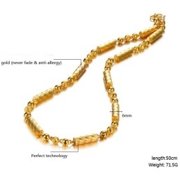 Collier Plaqué Or 18 Carats Pour Homme, De Qualité Stable, Avec Texture D'Empreinte Digitale