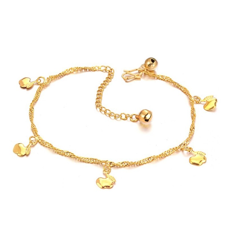 Bracelet De Cheville En Forme De Pomme Pour Femme, Plaqué Or 18 Carats, De Haute Qualité