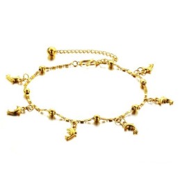 Bracelet De Cheville En Plaqué Or 18 Carats En Forme De Dauphin Femelle, De Qualité Stable