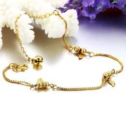 Bracelet De Cheville En Forme De Feuille Pour Femme, Plaqué Or 18 Carats, Vendu Dans Le Monde Entier