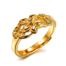 Bague Plaquée Or 18 Carats À Motif Floral Féminin De Haute Qualité