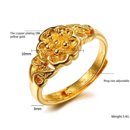 Bague Plaquée Or 18 Carats À Motif Floral Féminin De Haute Qualité