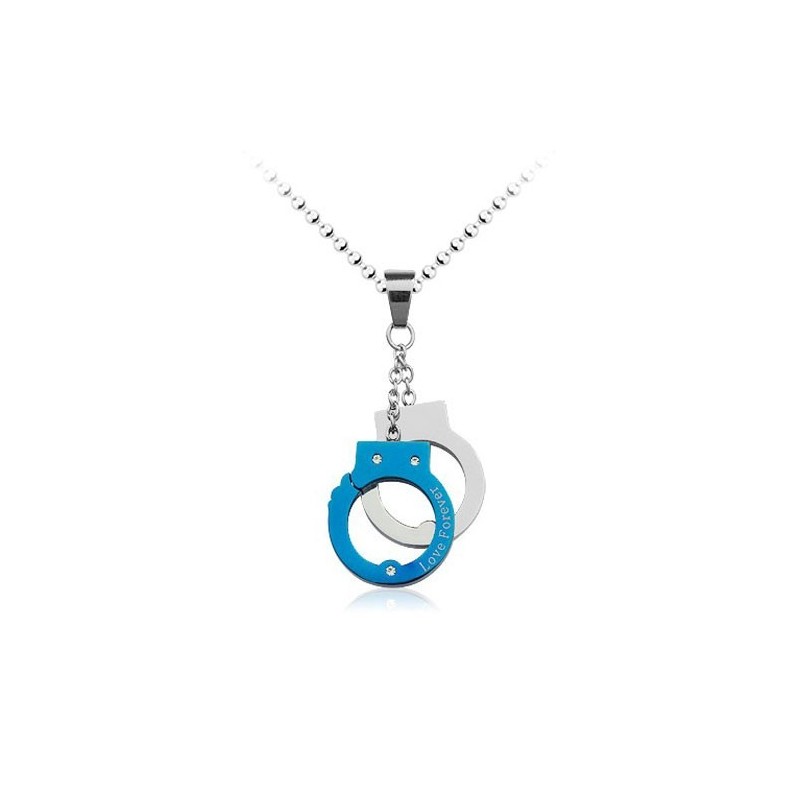 Pendentif Exquis En Titane En Forme De Menottes Pour Homme - Chaîne Offerte Pendentif Exquis En Titane En Forme De Menottes Pour Homme - Chaîne Offerte