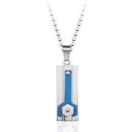 Pendentif Mécanique En Titane Bleu Calme - Chaîne Offerte