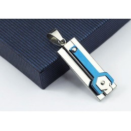 Pendentif Mécanique En Titane Bleu Calme - Chaîne Offerte