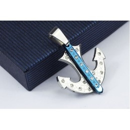 Pendentif Populaire En Titane En Forme D'Ancre Bleue - Chaîne Offerte