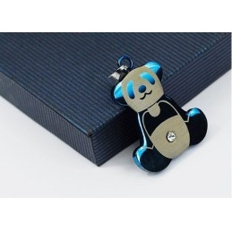 Pendentif Panda Bleu En Titane Pour Homme - Chaîne Offerte