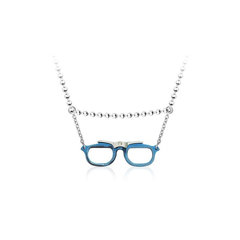 Pendentif En Titane En Forme De Lunettes Pour Hommes - Chaîne Offerte Pendentif En Titane En Forme De Lunettes Pour Hommes - Chaîne Offerte