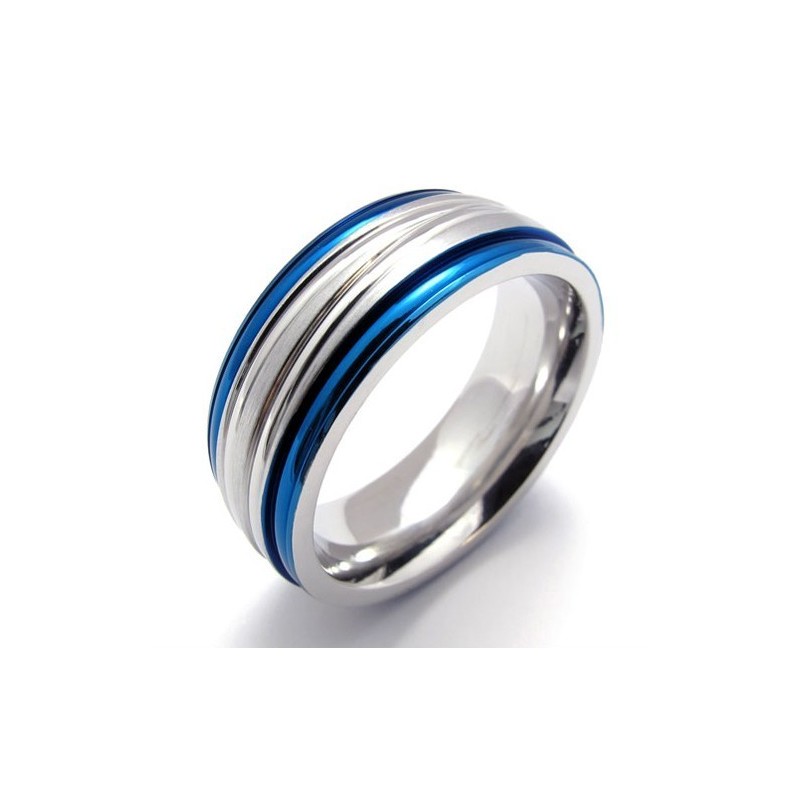 Bague Tendance En Titane Bleu Bague Tendance En Titane Bleu