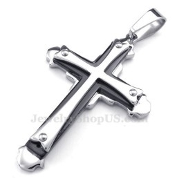 Collier Pendentif Croix En Titane À Trois Niveaux (Chaîne Gratuite)