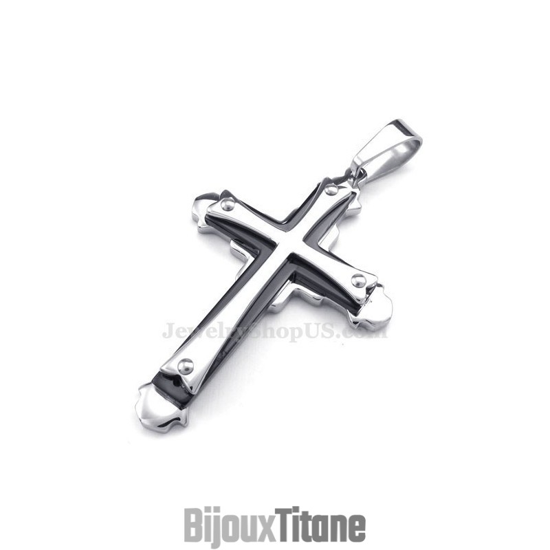 Collier Pendentif Croix En Titane À Trois Niveaux (Chaîne Gratuite) Collier Pendentif Croix En Titane À Trois Niveaux (Chaîne Gratuite)