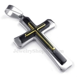 Collier Pendentif Croix En Titane À Trois Niveaux (Chaîne Gratuite)