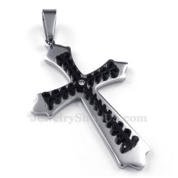 Collier Avec Pendentif Croix En Titane Noir (Chaîne Gratuite)