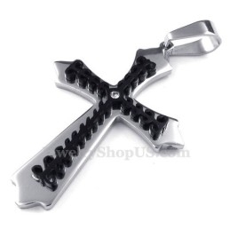 Collier Avec Pendentif Croix En Titane Noir (Chaîne Gratuite)